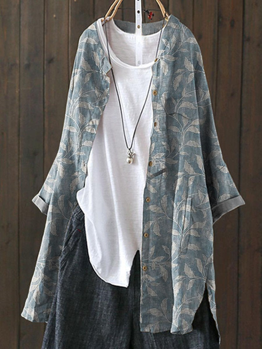 Spring Vines Pattern Printed Women's Loose Casual Top Jacket