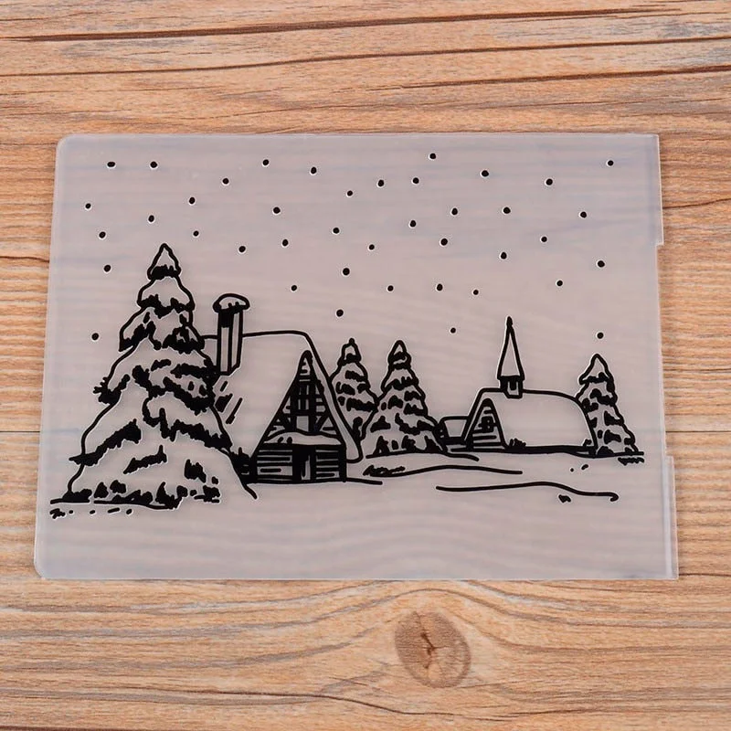 Christmas Embossing Folder DIY Card Papercraft Scrapbooking Decor Template Diary