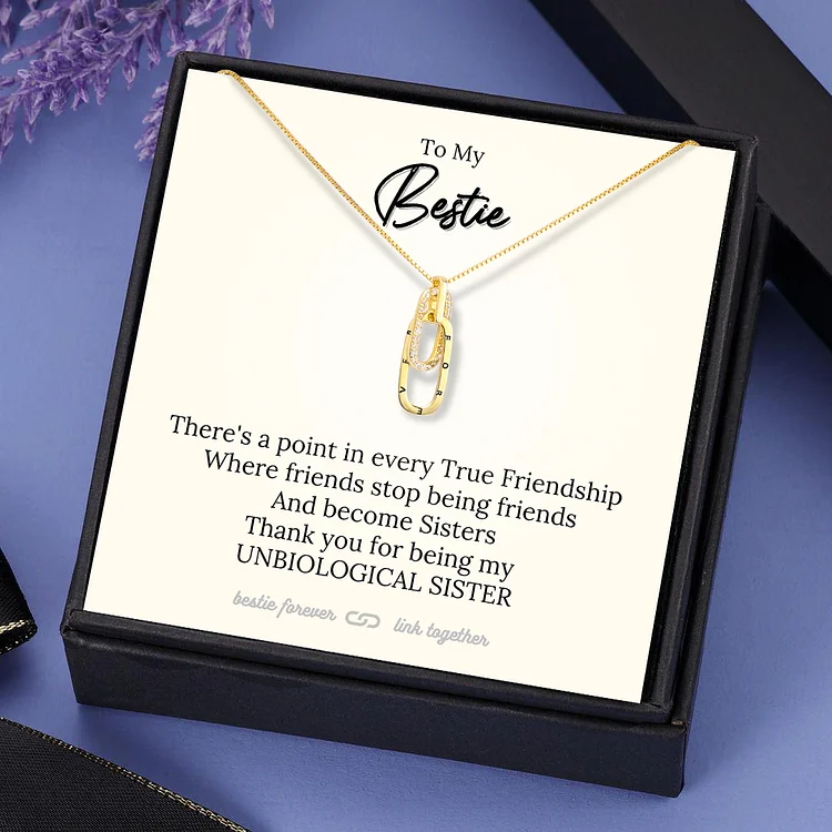 To My Bestie Forever Linked Together Necklace True Friendship Gift Set