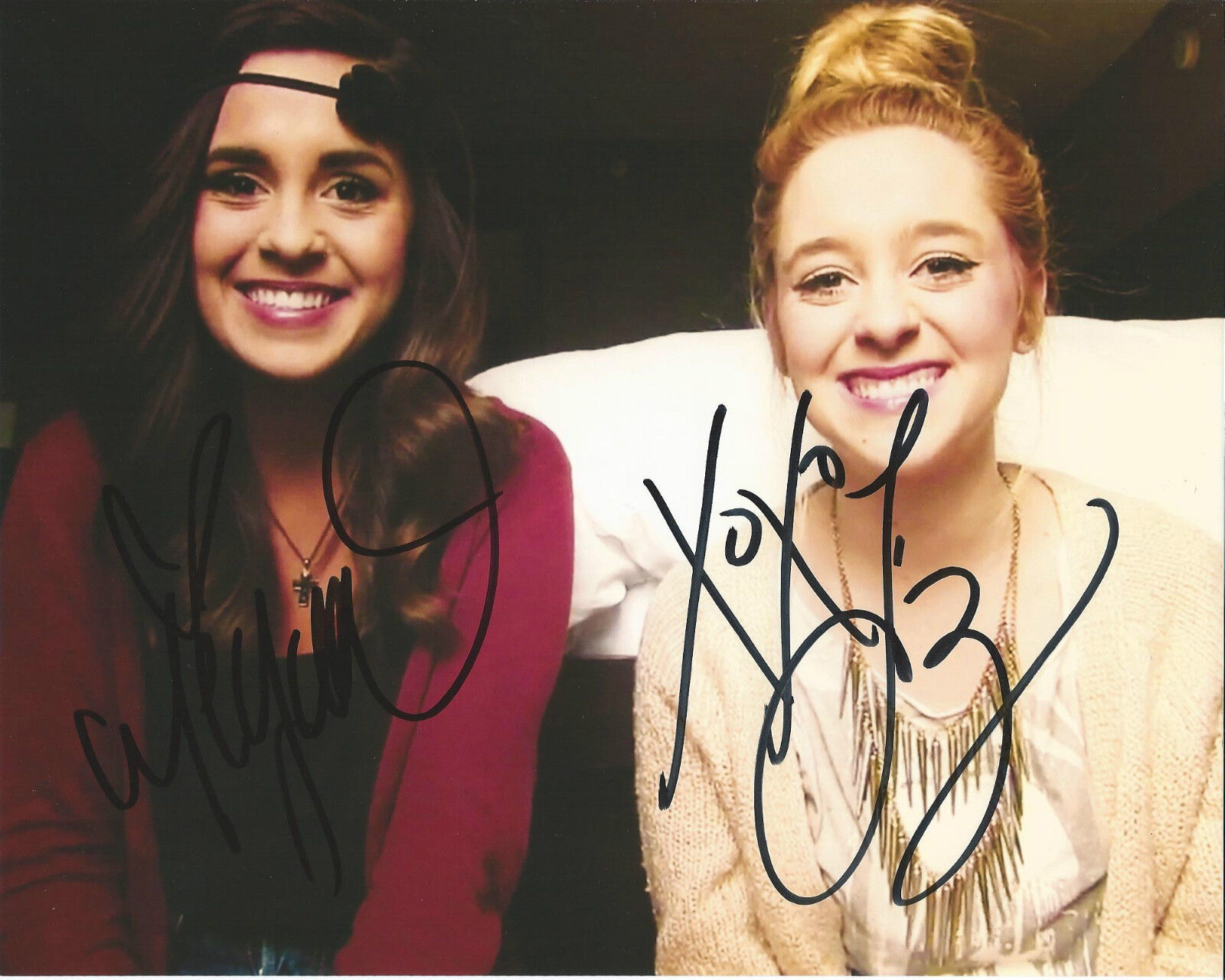 TWIN SINGERS MEGAN AND LIZ DUAL SIGNED 8x10 Photo Poster painting COA MACE SISTERS BAD FOR ME B