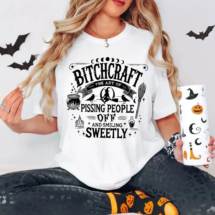 Bitch craft Funny Halloween T-shirt, Retro Halloween Trendy V-neck, Sweatshirt, Hoodie