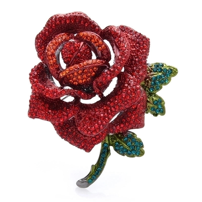 Retro Pin Rose Alloy Plating Inlay Rhinestones Women’S Brooches