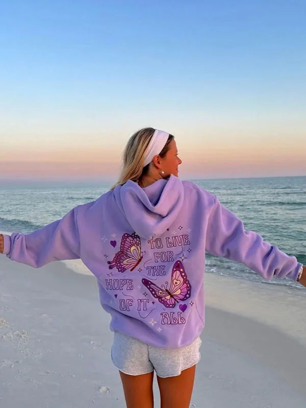 Butterfly drop shoulder hoodie 