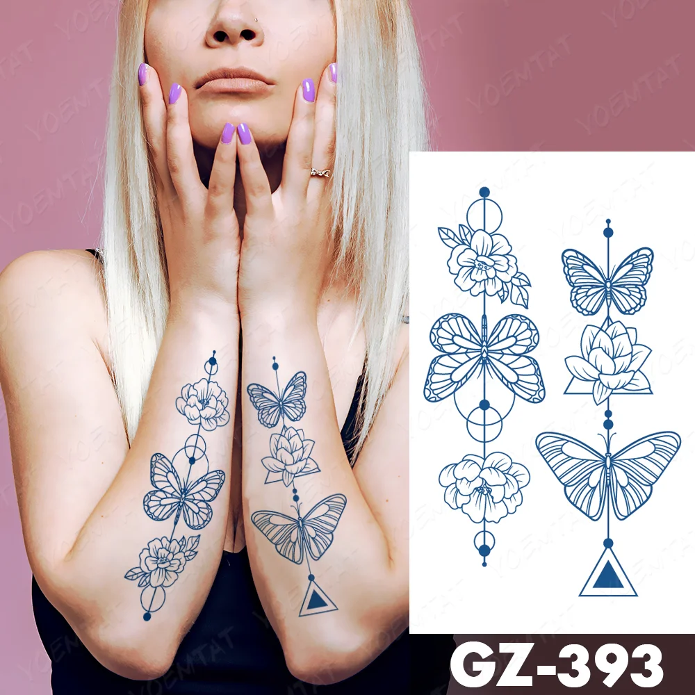 Sdrawing Juice Lasting Ink Waterproof Temporary Tattoo Sticker Genipin Herbal Tatoo Women Body Art Fake Tatto Snake Flower