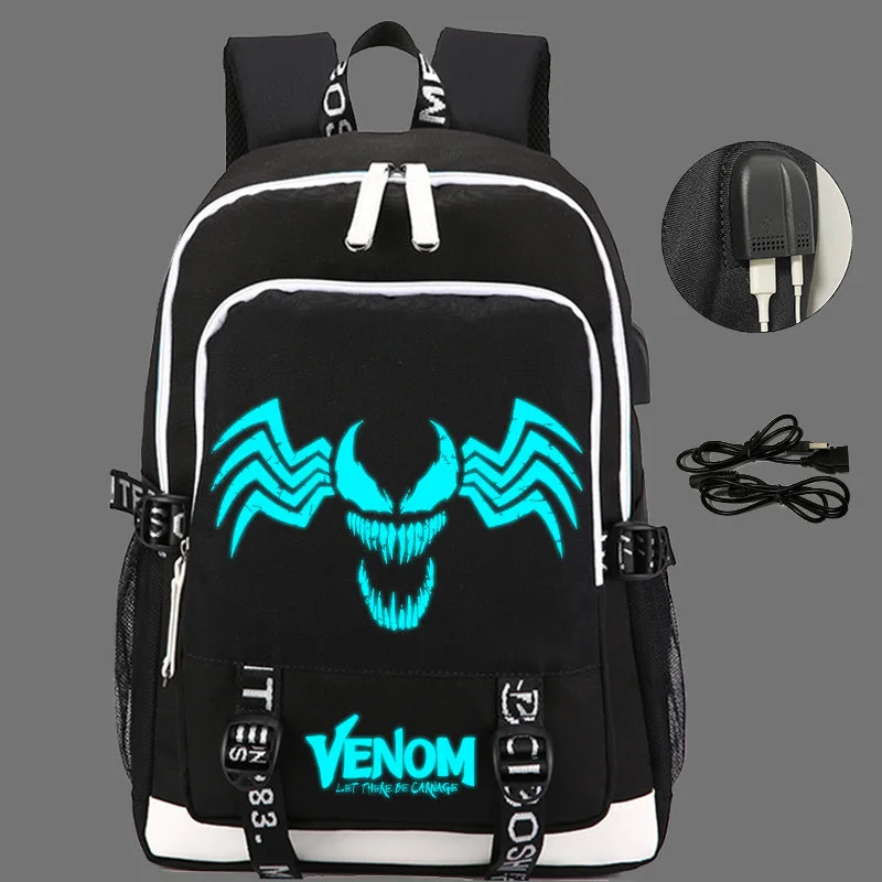 Buzzdaisy Venom Let There Be Carnage Backpack Glow in Dark Large Capacity Laptop Travel Bag