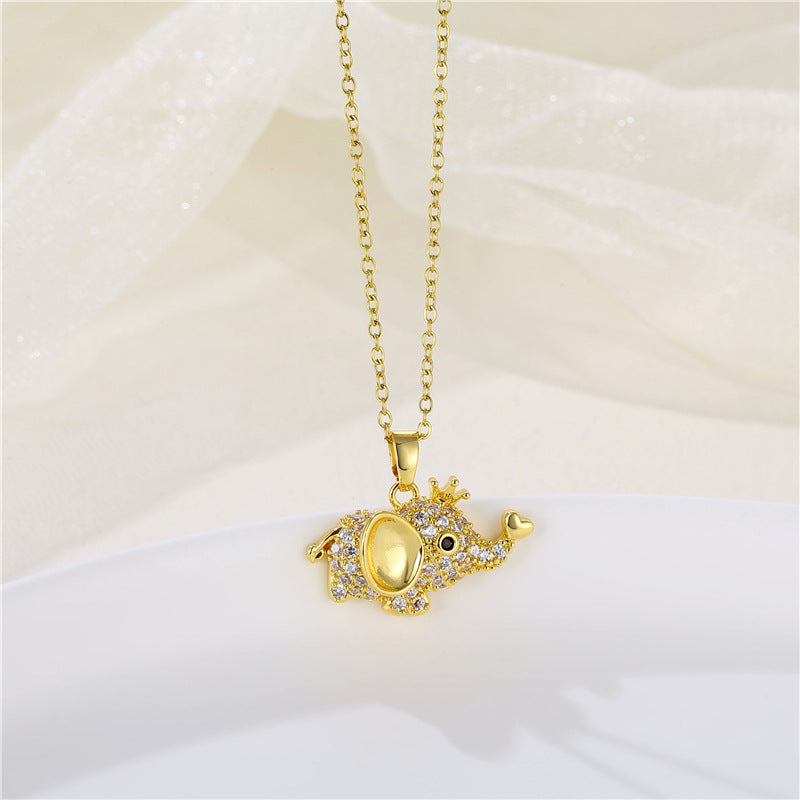 Women Minimalist Geometric Metal Elephant Stainless Steel Electroplating Necklaces