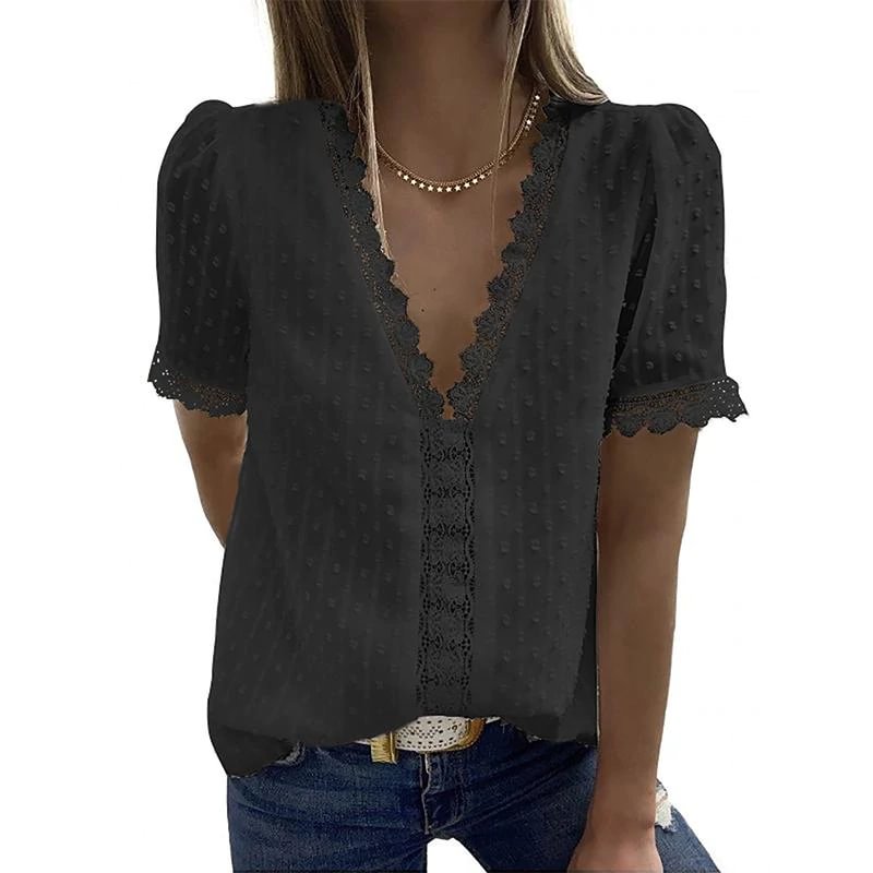 2022 Summer Lace Jacquard Short Sleeve T-shirt