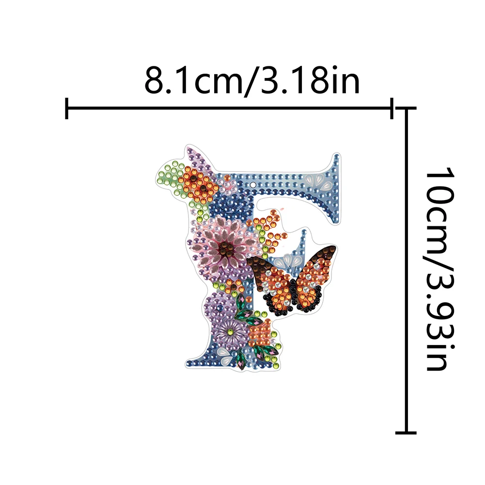 DIY F Diamond Art Key Rings Lettter Keychain Supplies Gift for Kids(Double Sided)