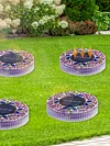Outdoor LED Solar Lights Waterproof Mini Flat Solar Disc Light with Sturdy Ground Stakes Mosaic Landscape Lightning for Garden Walkway Driveway