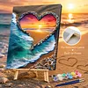 Framed Love Beach-Paint By Numbers Acrylic Painting 30*40Cm With Color Box 5Ml（18Colors）