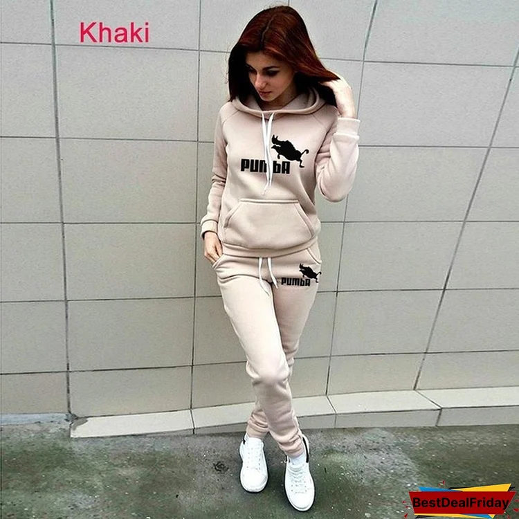 New Women Pumba Sportsuits Two Piece Suits Hooded Sweatshirts Long Pants Fashion Sets