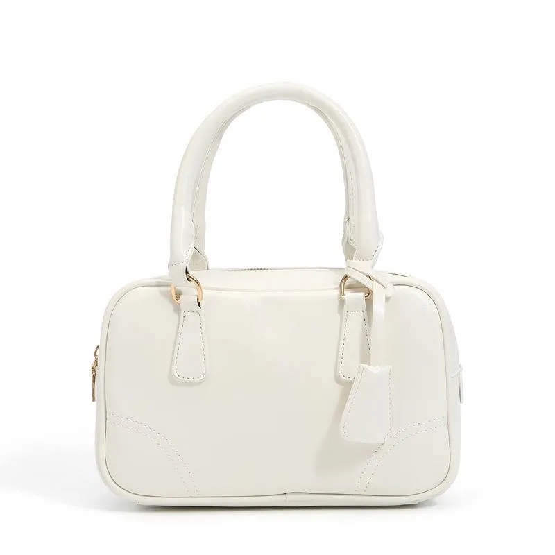 Simple Vintage Oil Wax Leather Handbag Joker Large Capacity Boston Bag Light Commuter Bag Women's Bag