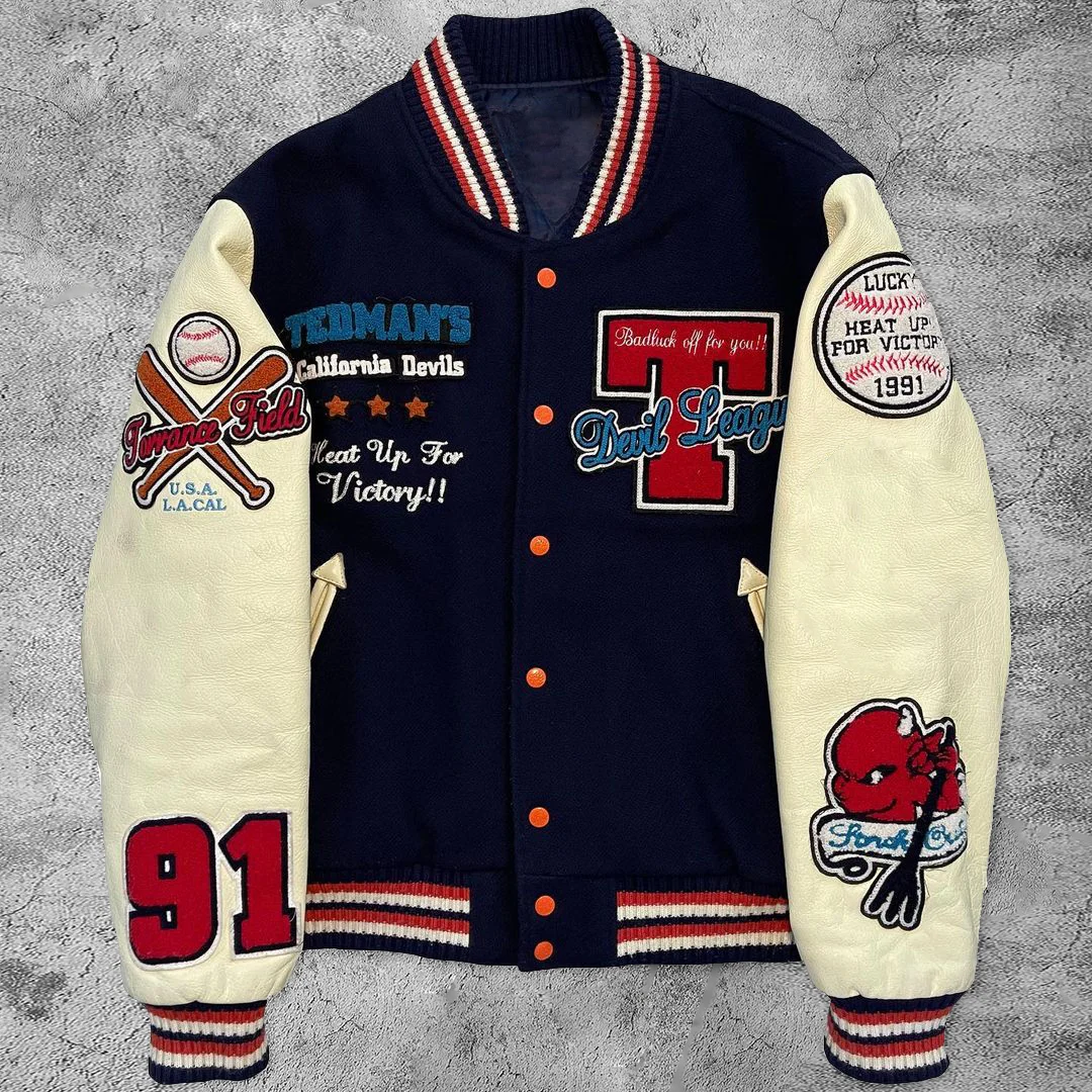 Casual Retro No. 91 Rugby Baseball Jacket