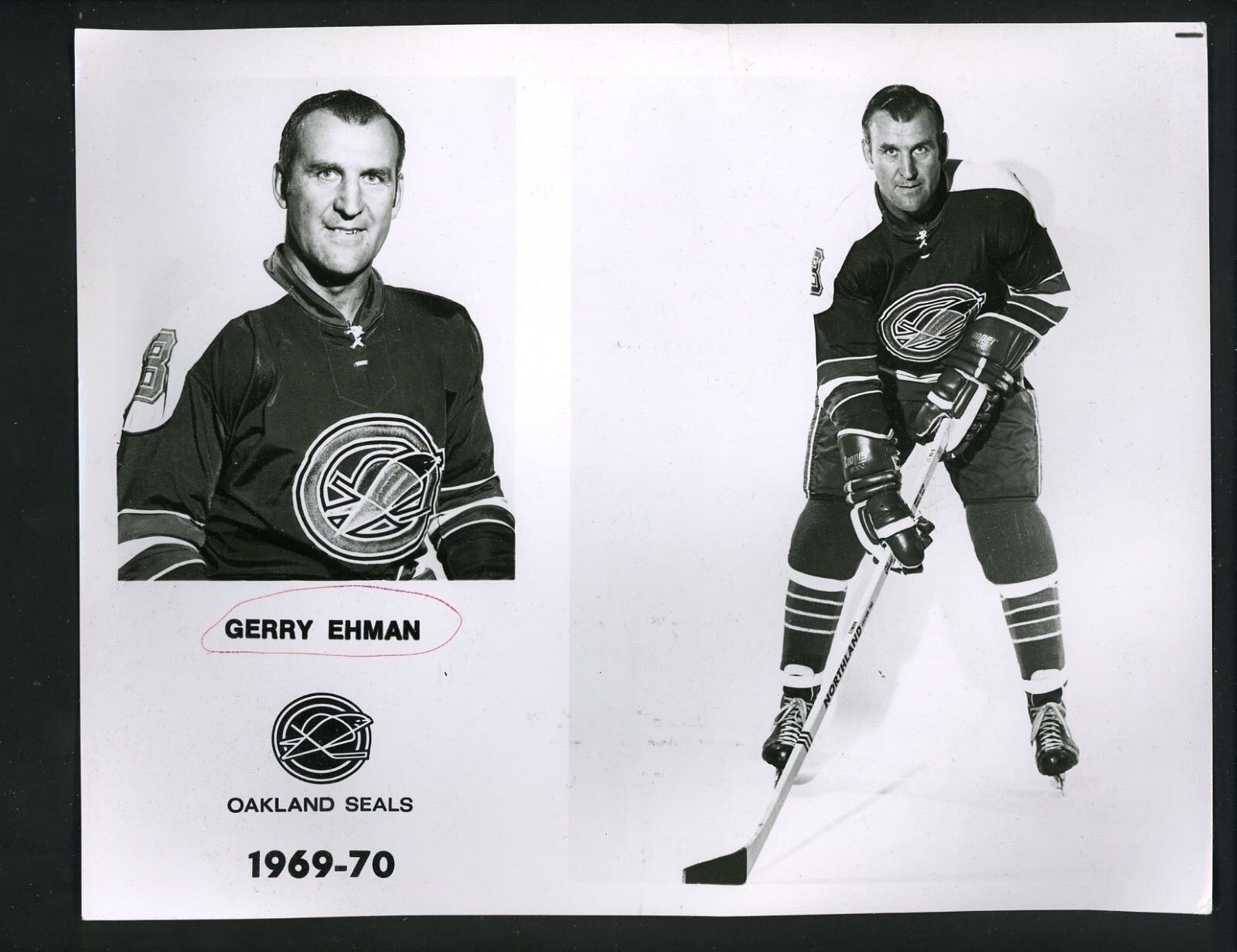 Gerry Ehman 1969 team issued Press Photo Poster painting Oakland Seals