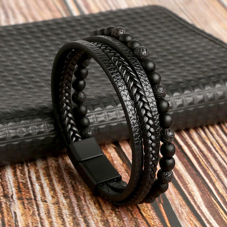 BrosWear Men's Casual Beaded Woven Bracelet