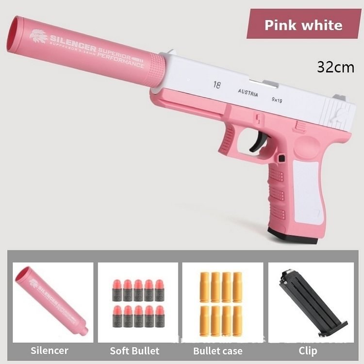 ToyTime G17 Black-White Classical Color Toy Gun Pistol EVA Soft Bullet Toy Gun Weapon Pistol Toy Manual Airsoft Pneumatic With Silencer