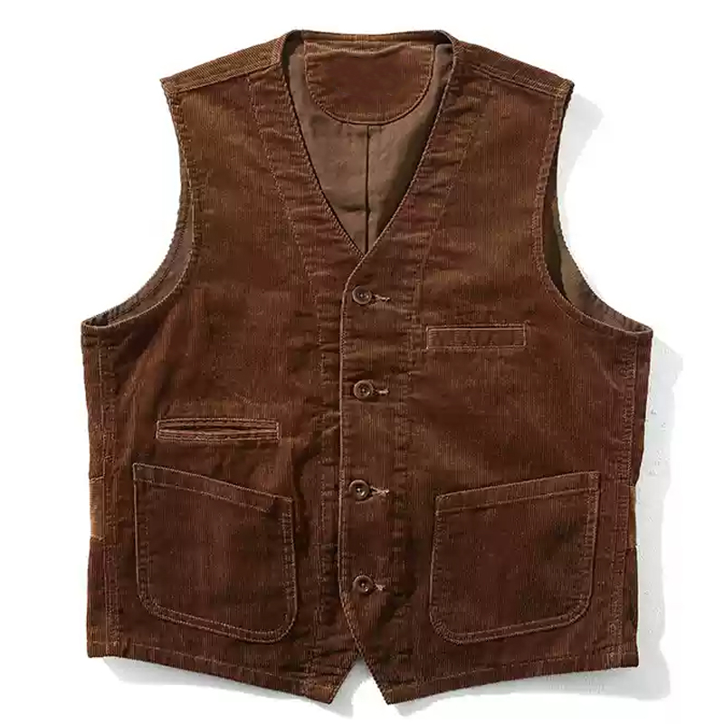 Vintage 300g Reactive Dyed Corduroy Single-Breasted Vest