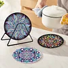 4PCS Wooden Diamond Painted Placemats for Dining Table Decor (Datura)