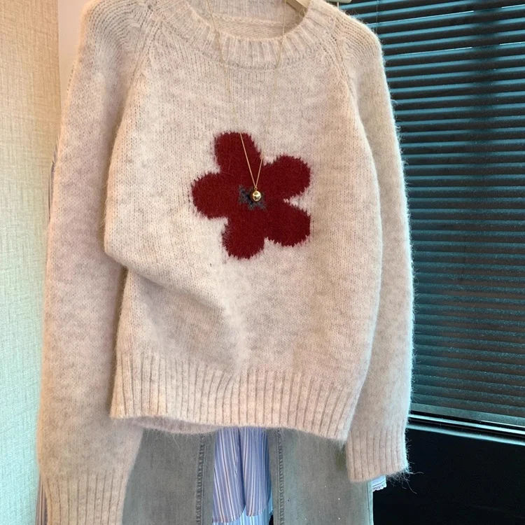 Athvotar Athvotar Girl Knitted Jersey Autumn Winter New Fashion Cut-Down Cute Sweater Top Woman