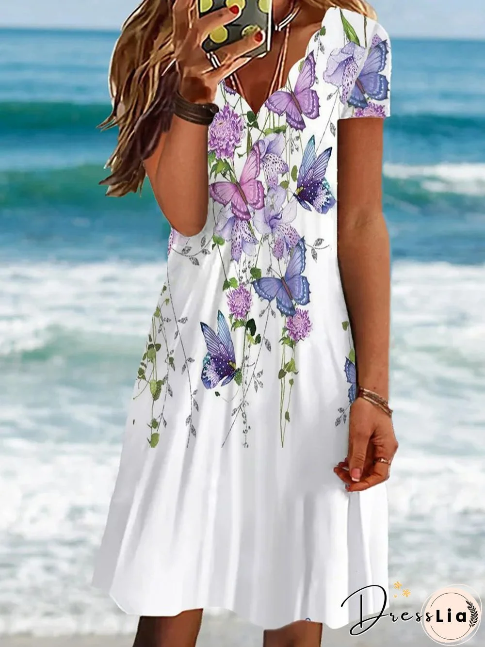 Floral Casual Short Sleeve A-line Dress