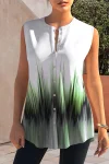 Plus Szie Ombre Print Button Up Tank Top