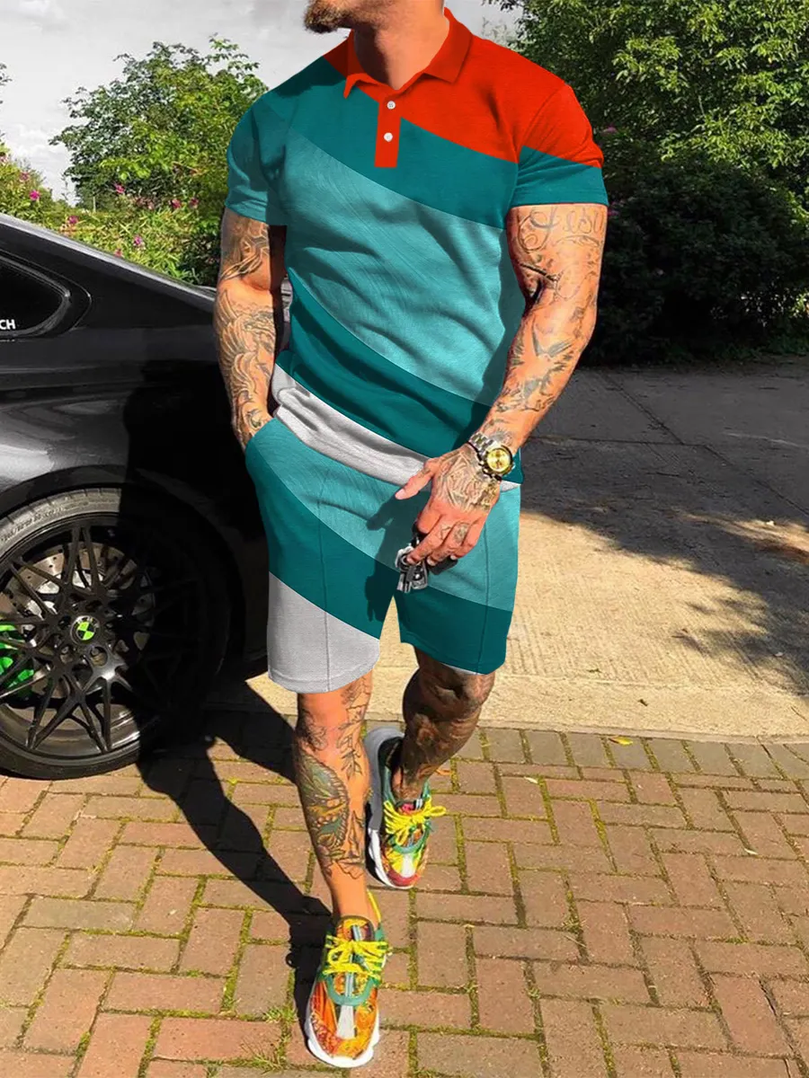 Men's Street Style Printing Color Contrast Polo Suit.jpg Men's Street Style Printing Color Contrast Polo Suit.jpg