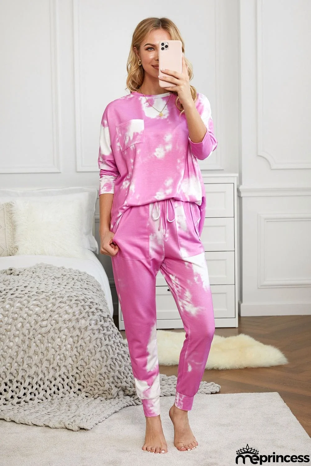 Rosy Tie-dye Short Sleeve Pant Loungewear Set