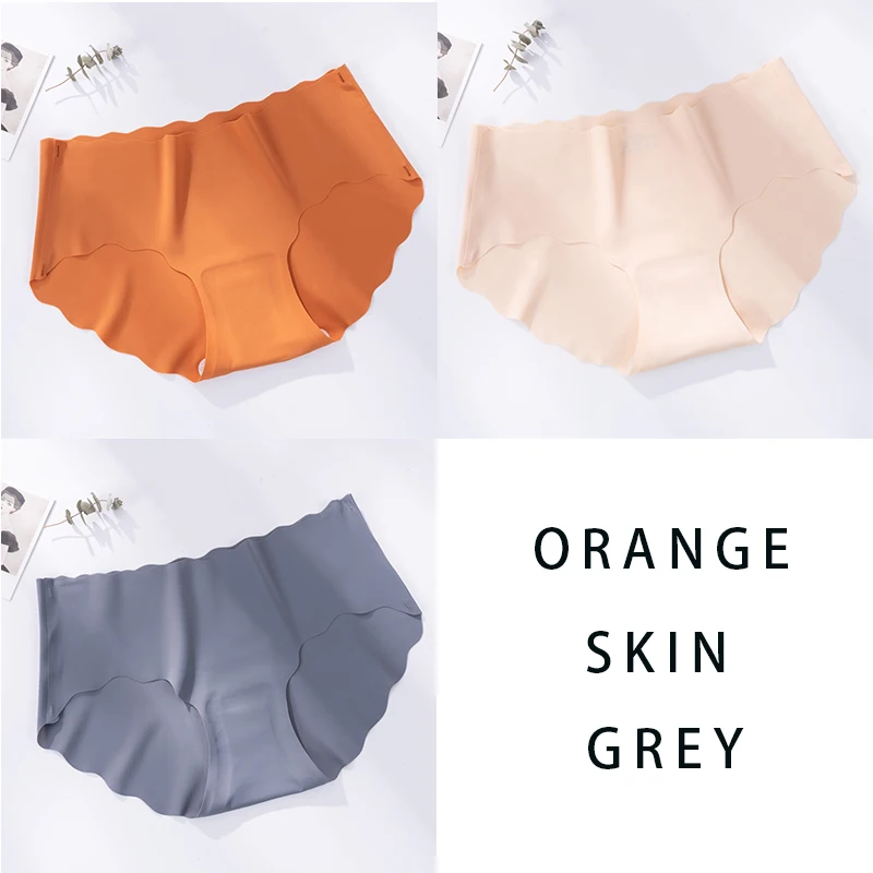 Bayuyun 3PCS/Set Seamless Panties Women Sexy Underwear Ice Silk Underpants Low Waist Female Soft Solid Ultra-thin Briefs
