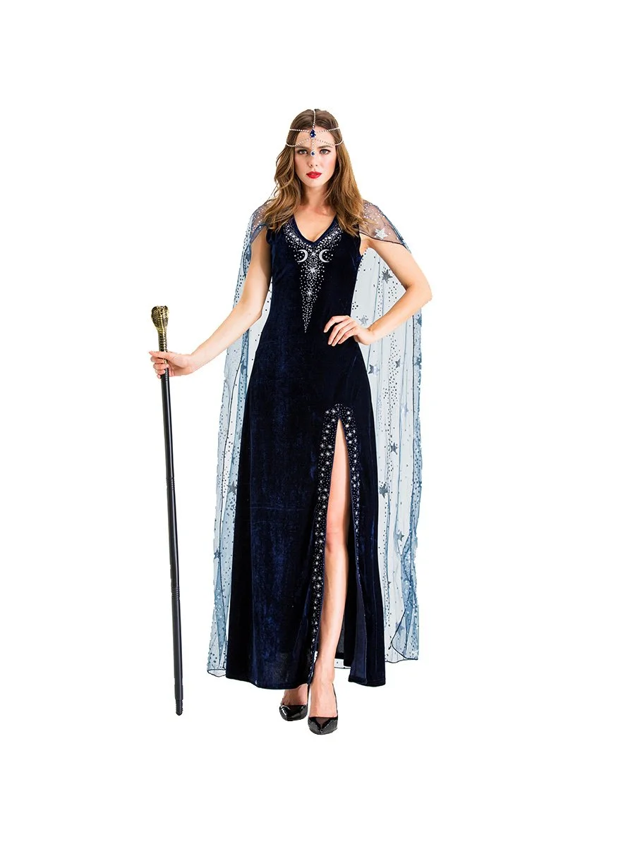 Halloween Cosplay Cleopatra Pharaoh High Slit Dress