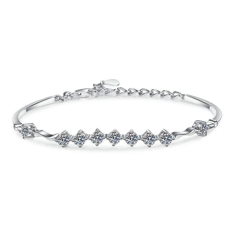 Silver 925 1.35 Carat D Color Chain Moissanite Round Bracelet