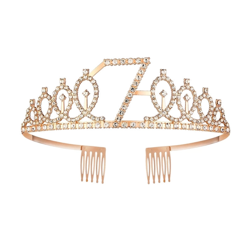 Women’s IG Style Shiny Number Crown Alloy Hollow Out Inlay Rhinestones Crown