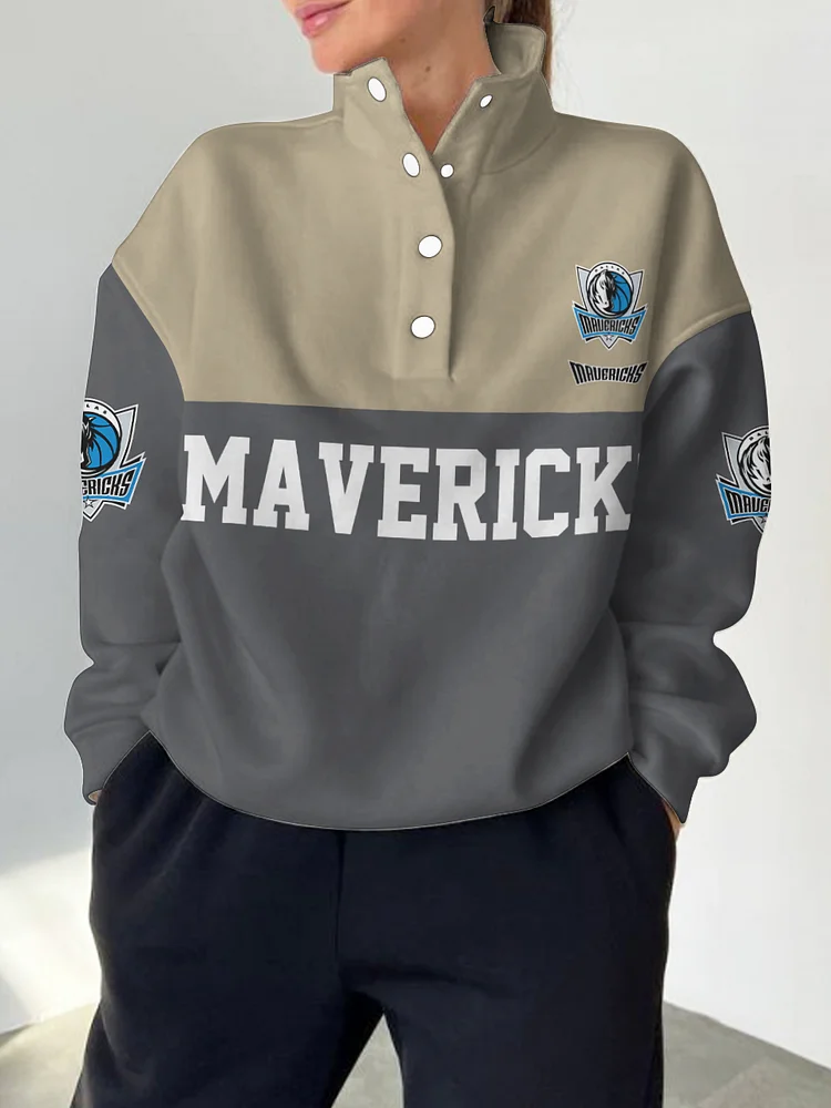 Dallas Mavericks 2025 New Design Casual Snap Mockneck Pullover