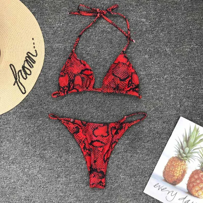 2021 New High Waist  Bikini set Yellow Bandeau Swimsuit Sexy Print Thong Bikini Women Swimwear Two-pieces Bather Bathing Suit