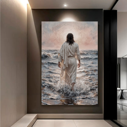 Jesus Christ Walking On Water Faith Canvas Wall Art