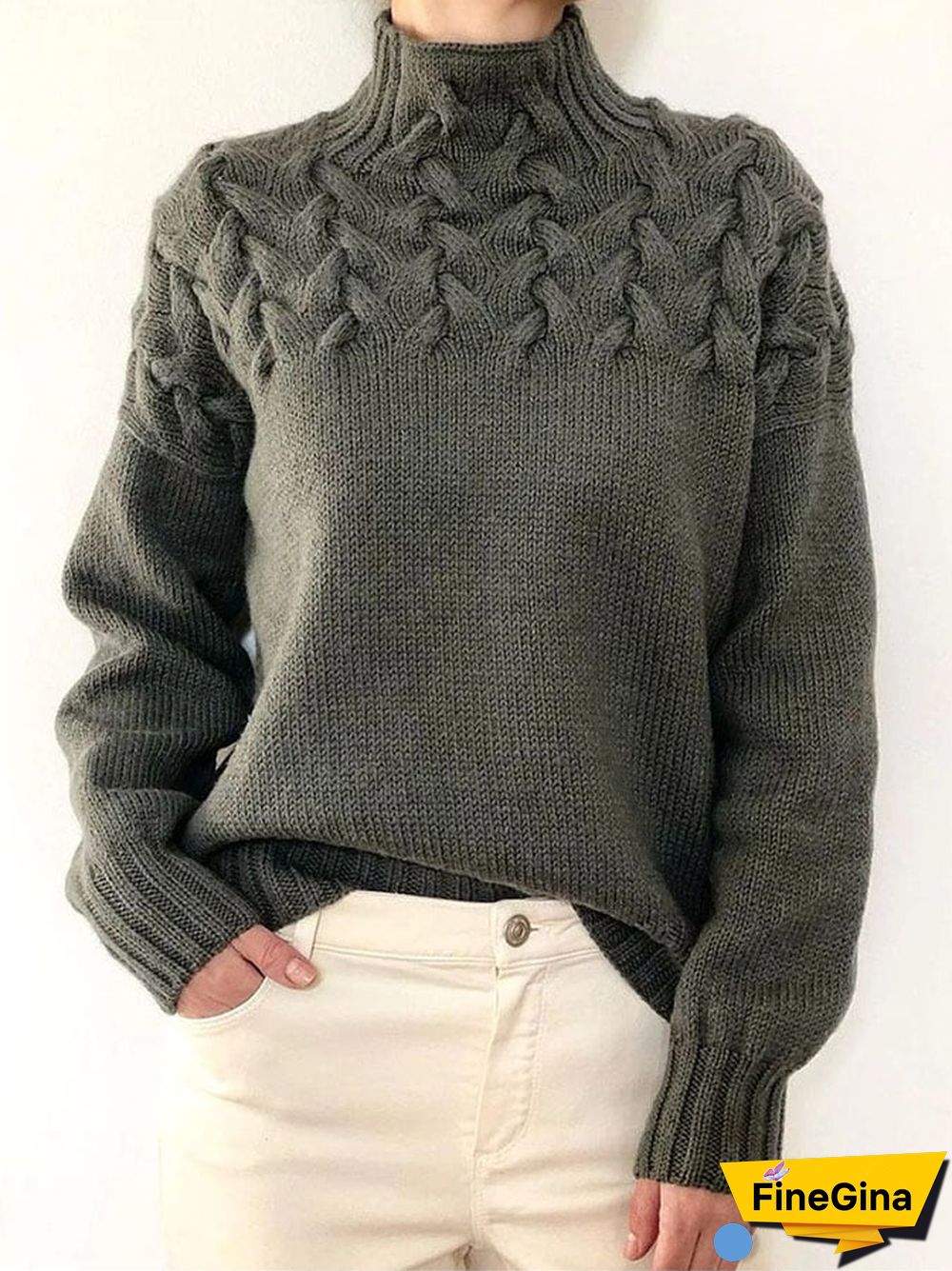 Casual Turtleneck Long Sleeve Sweater