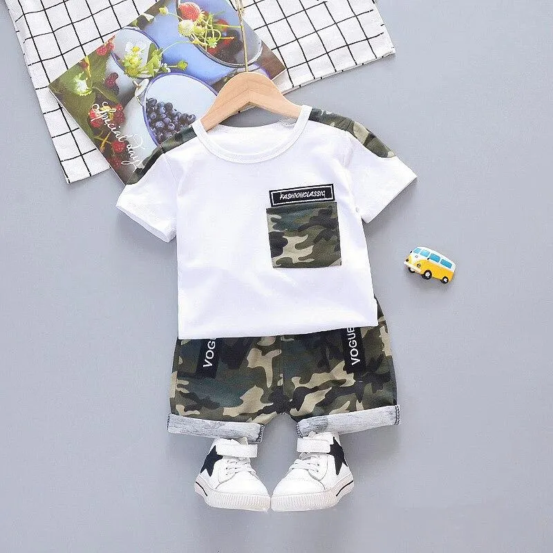 Children Camouflage Clothing Sports Kids Cotton Shorts Sets Infant Boy Summer Outfit Costumes Clothing Baby Boys Clothes