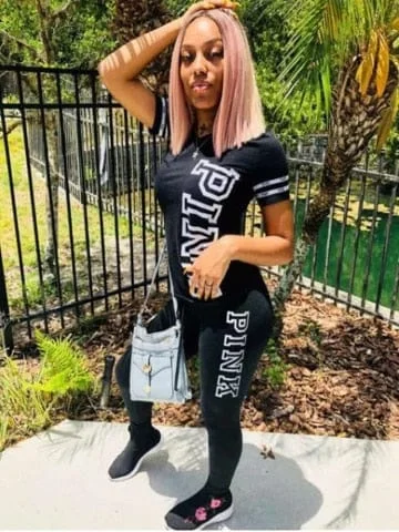Pornhint Pink Letter Print Tracksuit Outfits  T-Shirt Top And Pants Sets Two Piece Set Women  Sweat Suits Lounge Wear Matching Sets Femme