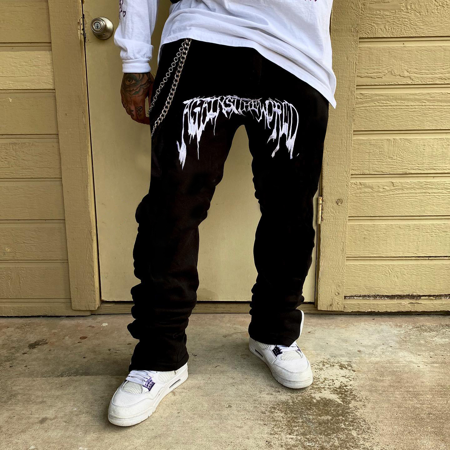 statement street style letter print trousers