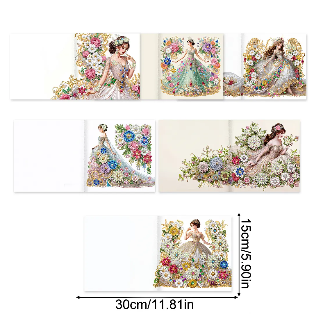 6pcs Dream Girl DIY Diamond Painting Greeting Card Kits with Envelopes Diamond Art Greeting Cards Diamond Art Cards Kits for Adults DIY Crafts Family Friend Gifts