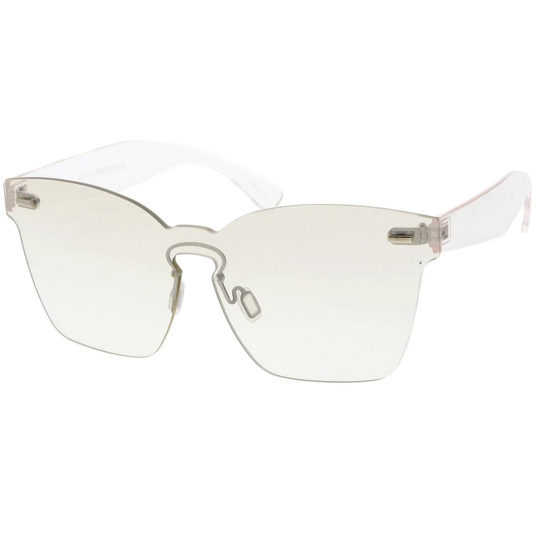 Oversize Rimless Keyhole Nose Bridge Mono Lens Horn Rimmed glasses 63mm