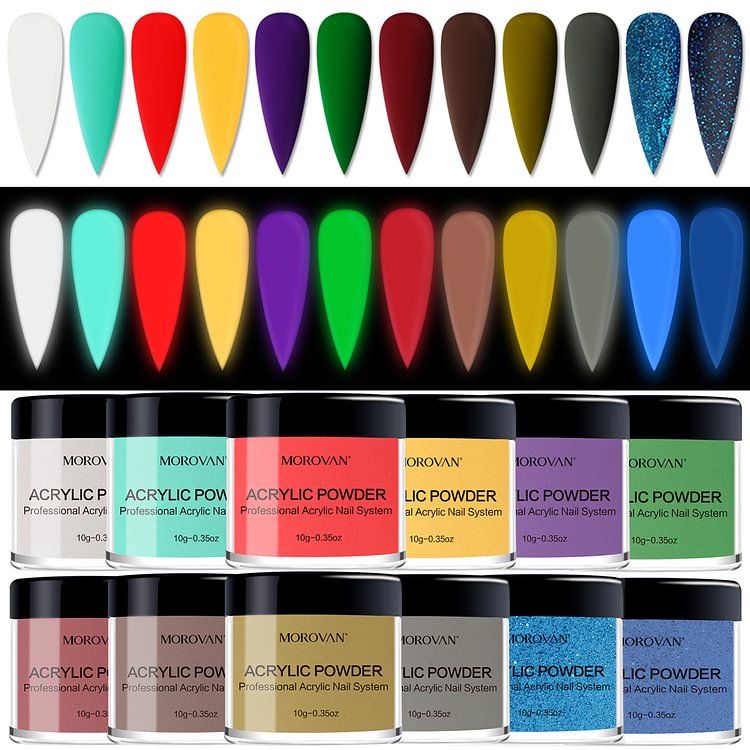 Morovan 12 Colors Acrylic Powder Set S35-1