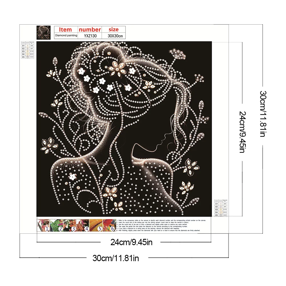 Diamond Painting - Partial Special Shaped Drill - Silhouette Woman(Canvas|30*30cm)