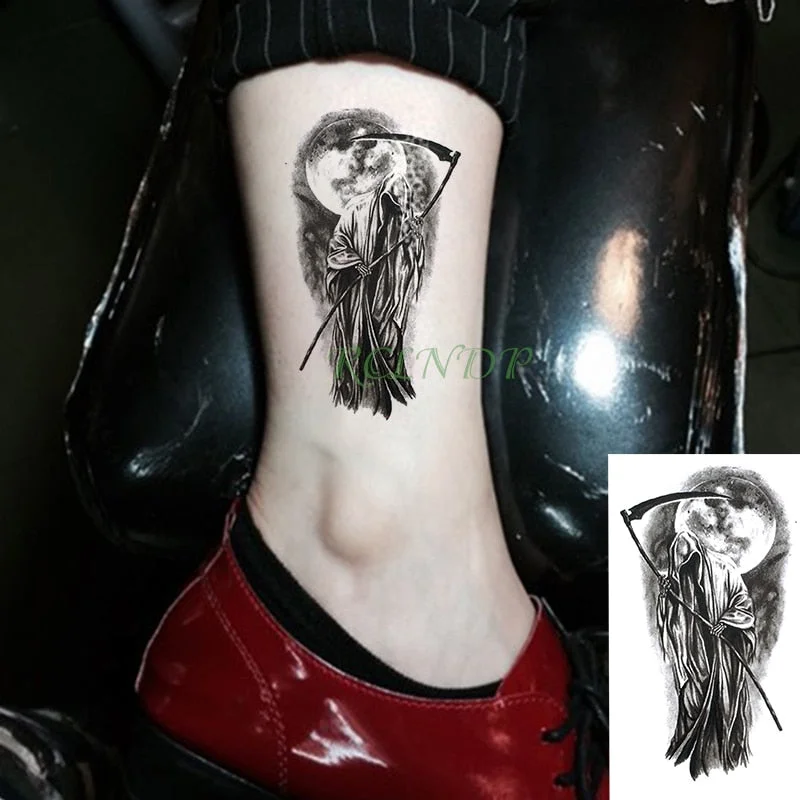 Waterproof Temporary Tattoo Sticker grim Reaper Flash Tatoo Fake Tatto arm Wrist Foot hand foot For Girl Men Women