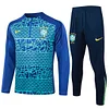 Joyfball 2024/2025 Brazil Half-Pull Training Suit Royal Blue Football Shirt 1:1 Thai Quality