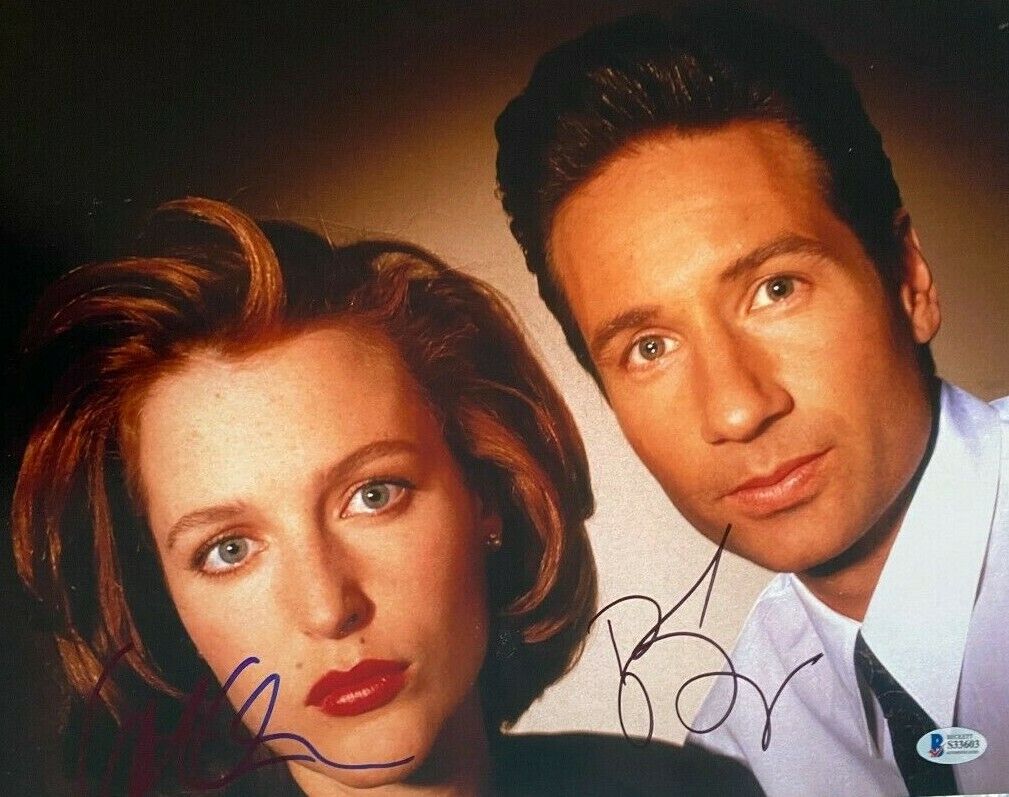 David Duchovny Gillian Anderson signed autographed 11x14 Photo Poster painting X-Files Mulder