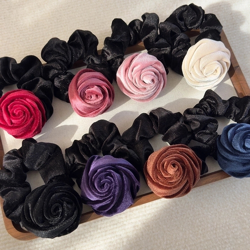 Elegant Romantic Artistic Women's Rose Cloth Flannel Hair Tie