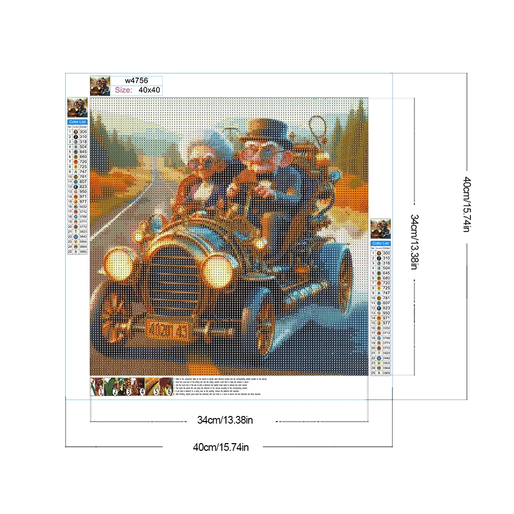 Diamond Painting - Full Round Drill - Grandpa Grandma On A Trip(Canvas|40*40cm)