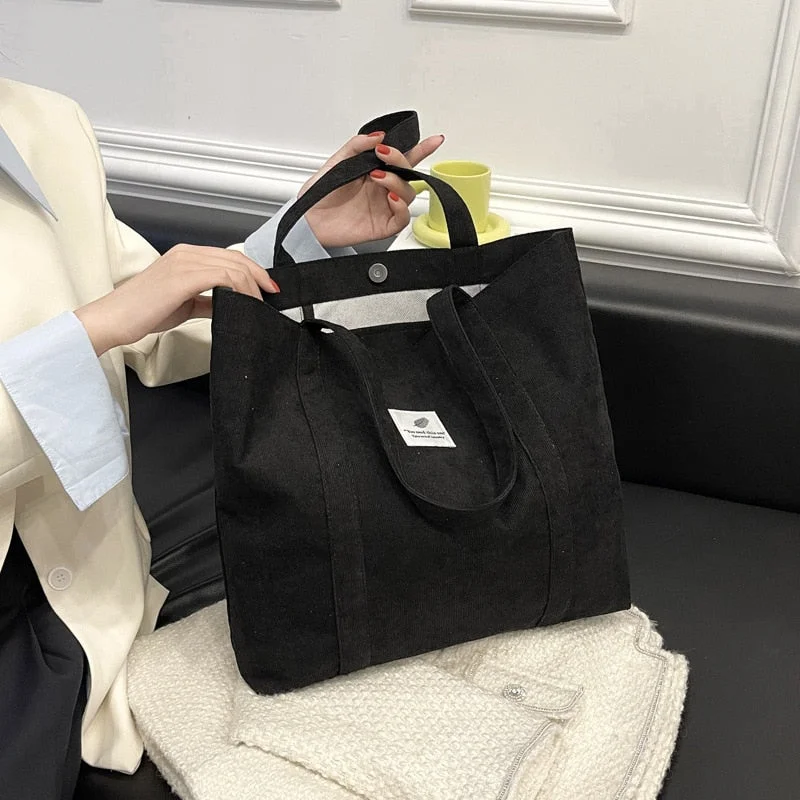 Shopper Women's Totes Bag Large Capacity Simple Fashion Solid Corduroy Female Designer Handbags Women Shopping Shoulder Bags