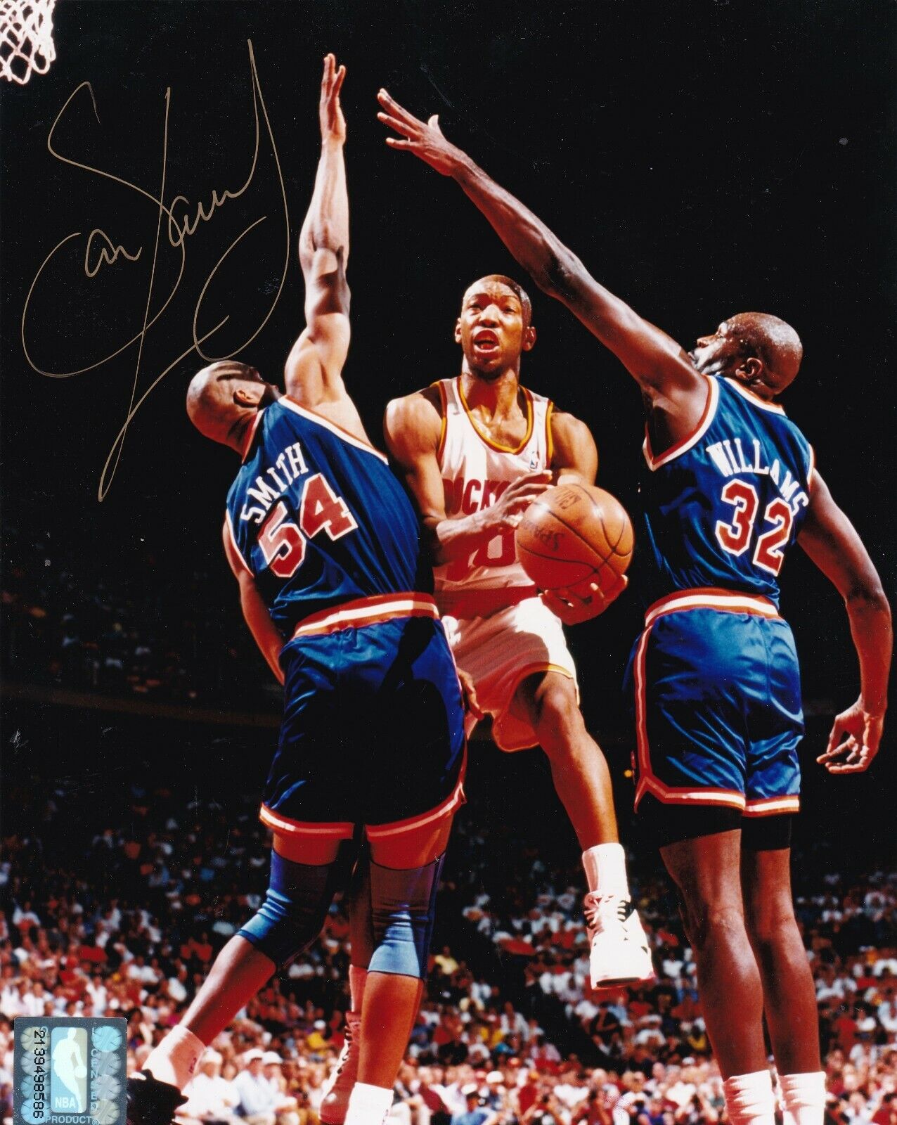 SAM CASSELL HOUSTON ROCKETS ACTION SIGNED 8x10 Photo Poster painting