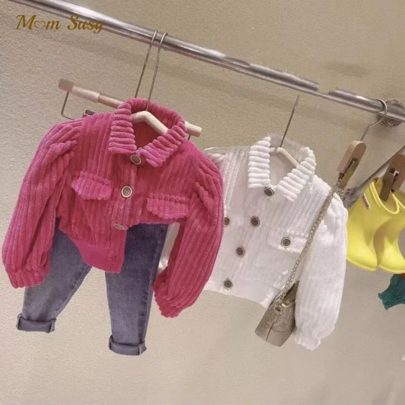 Fashion Baby Girl Corduroy Jacket Puff Sleeve Infant Toddler Child Coat Autumn Spring Blazer Kid Outwear Baby Clothes 1-10Y